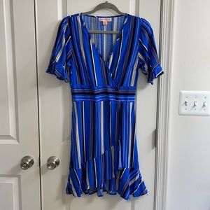 Striped Wrap Button Dress